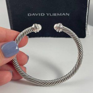 David Yurman 5MM Cable Classic Princess Bracelet with PEARL and Diamonds